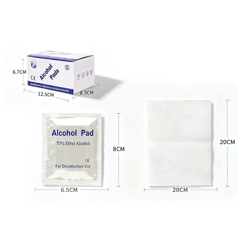 Individuelt indpakkede alkoholforberedende puder, 75 % ethylalkohol sterile engangsservietter til hudrensning, piercing, gadget og førstehjælpsdesinfektion