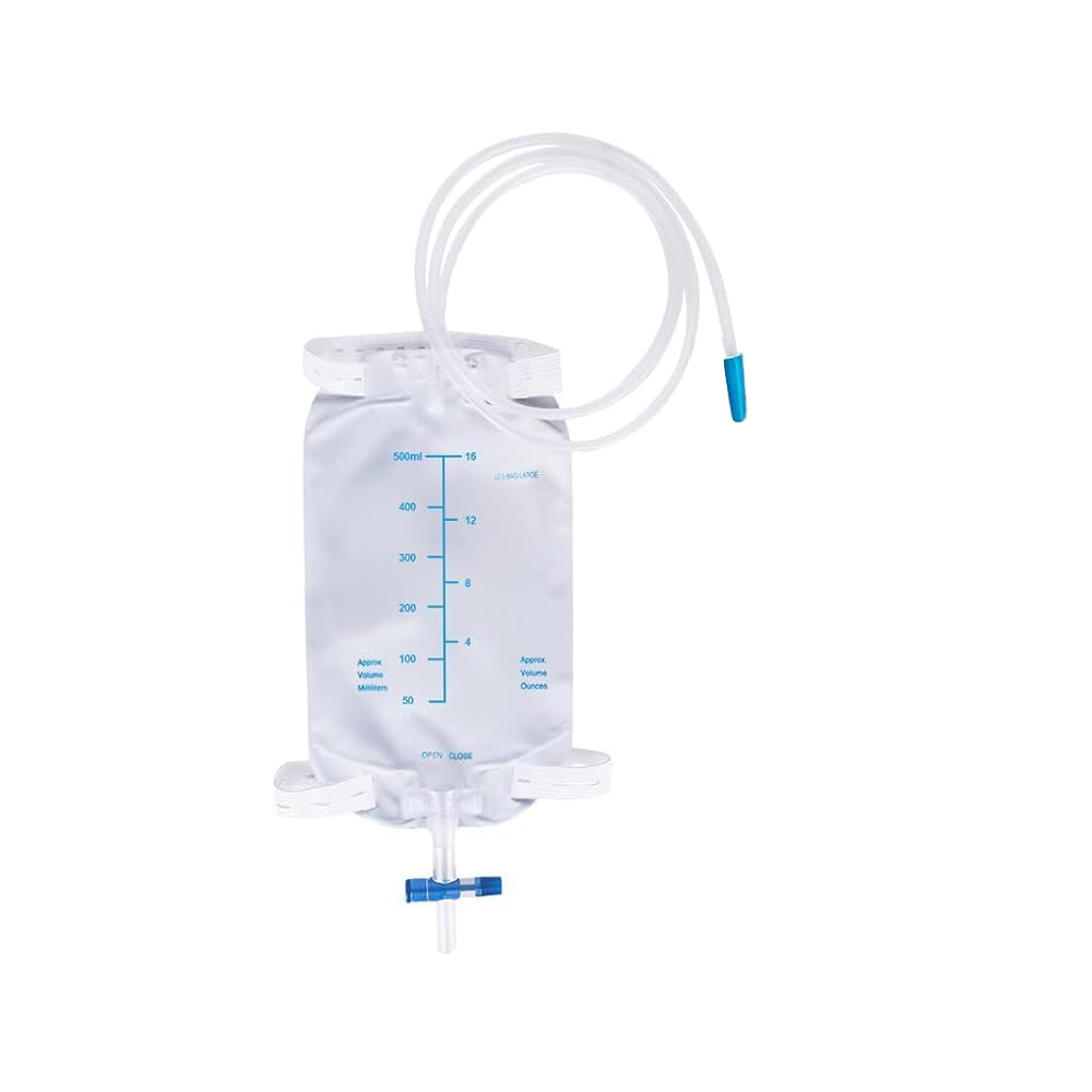 500 ml bærbar og diskret latexfri medicinsk PVC urinbenspose med anti-refluksventil