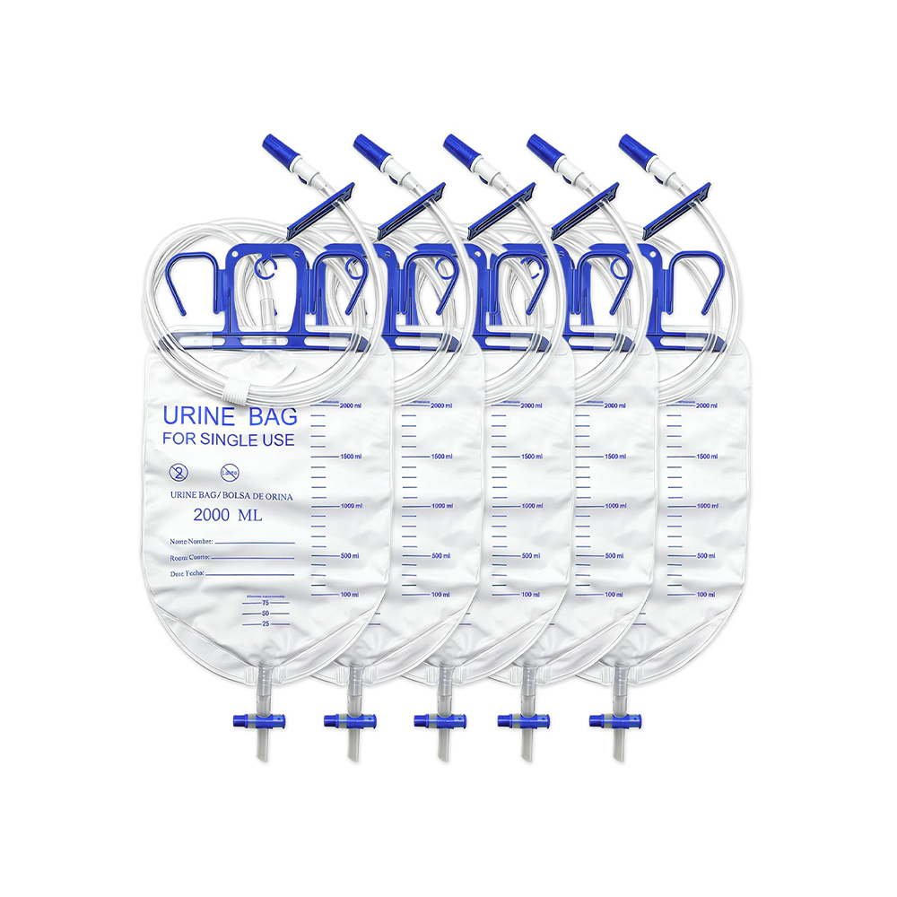 Luksus 2000 ml anti-reflux mulighed Latexfri urindrænpose med 10 mm ekstra bred slange