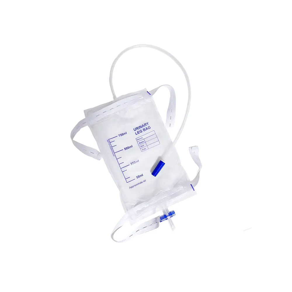 750 ml urinlatexfri medicinsk PVC ergonomisk komforttilpasningsbenpose med anti-refluksventil